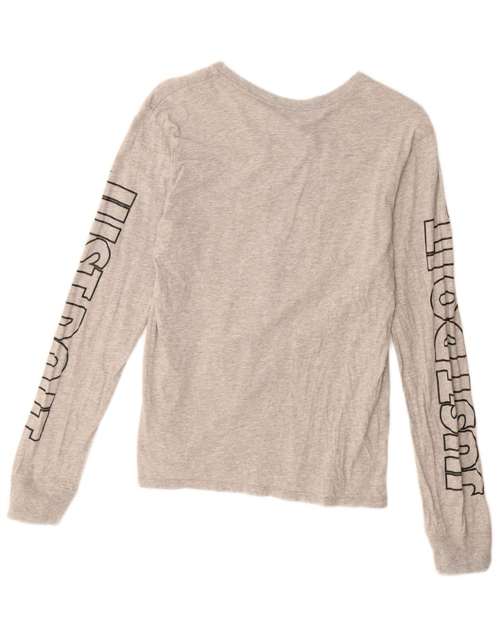 Nike Womens Athletic Cut Graphic Top Long Sleeve UK 10 Small Grey Flecked