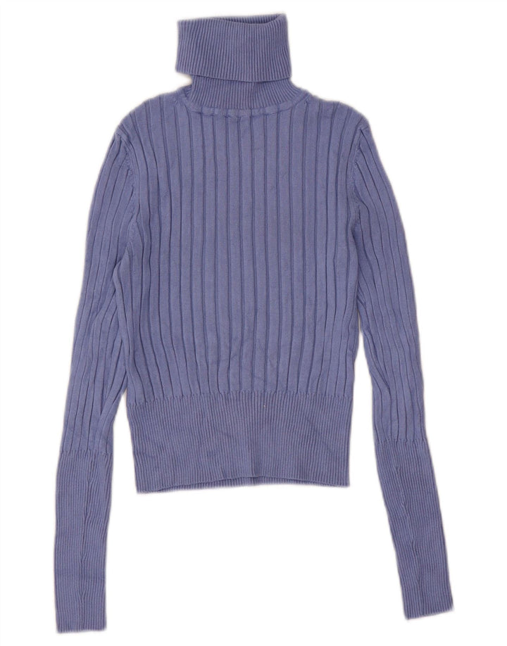 Zara Womens Crop Oversized Roll Neck Jumper Sweater UK 12 Medium Purple