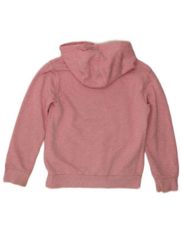 ADIDAS Girls Graphic Hoodie Jumper 7-8 Years Pink Cotton