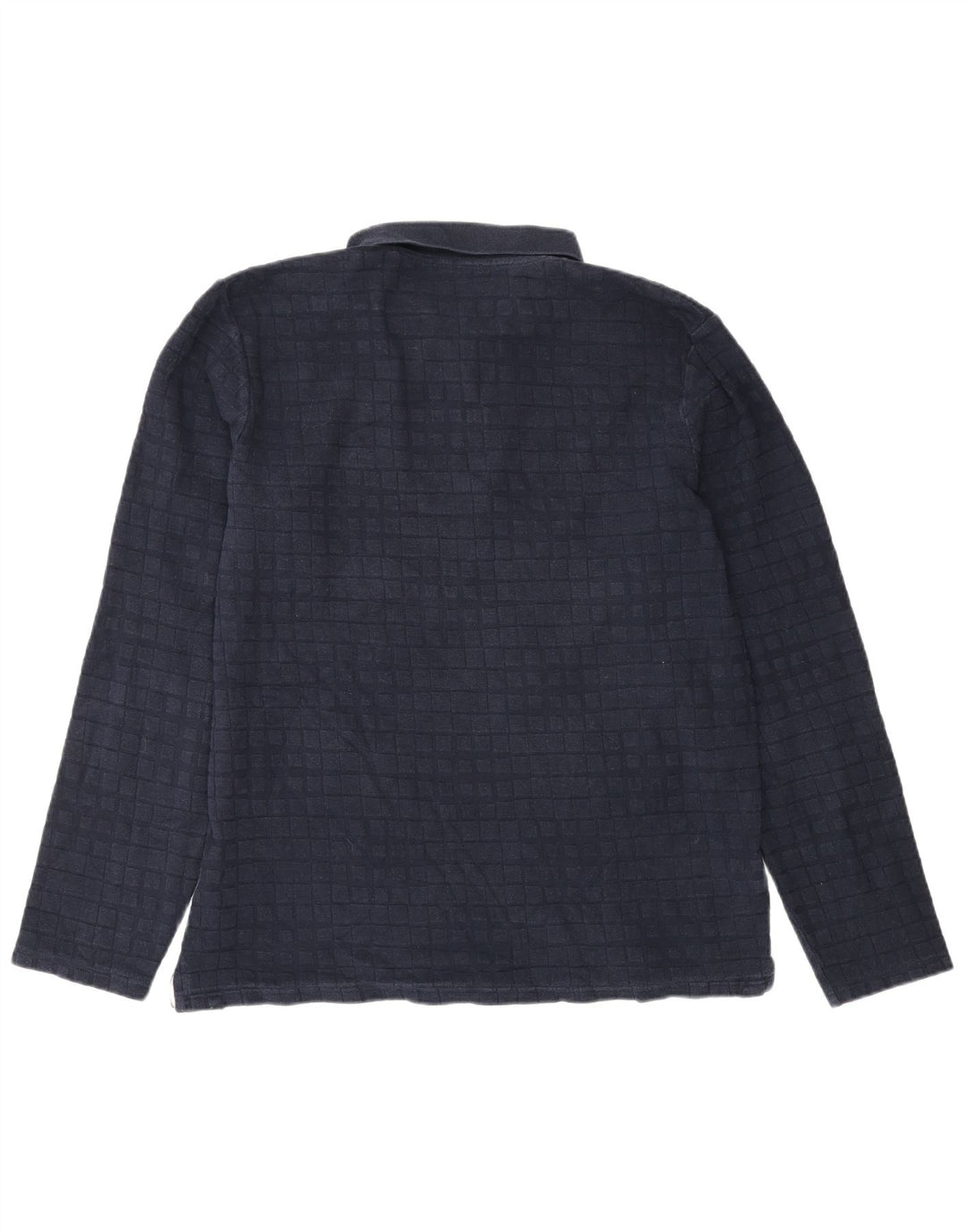 Ted Baker Mens Long Sleeve Polo Shirt Size 4 Large Navy Blue Check Cotton