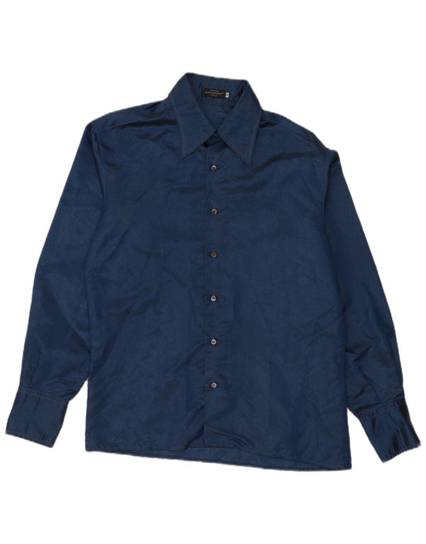 Daniele Alessandrini Mens Shirt IT 50 Medium Navy Blue Polyester