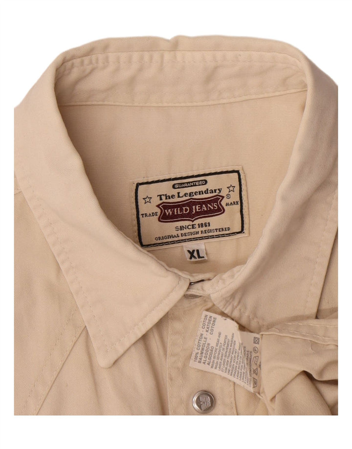 VINTAGE Mens Shirt XL Beige Cotton