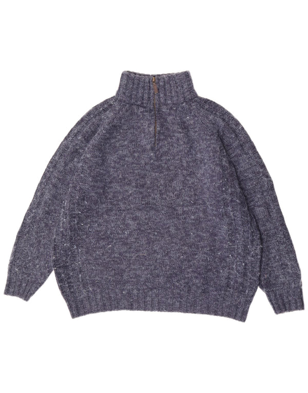 Marks & Spencer Mens Regular Fit Zip Neck Jumper Sweater Large Blue Flecked