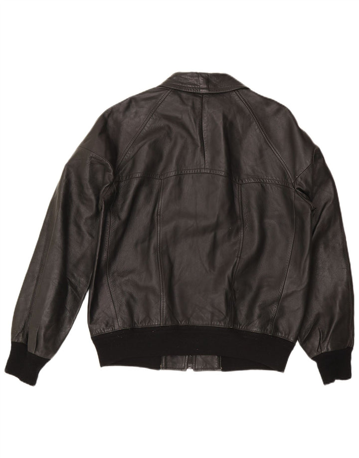 Alta Moda Mens Bomber Leather Jacket IT 54 2XL Black