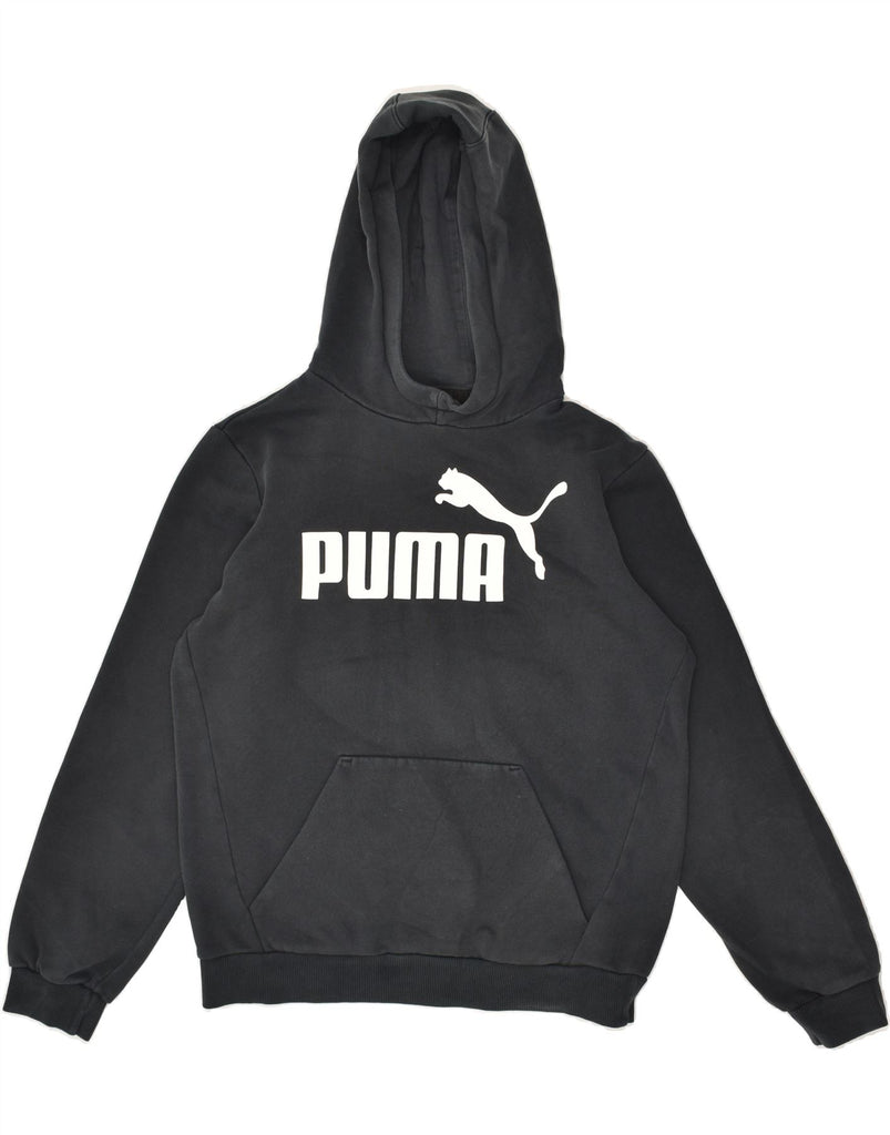 PUMA Boys Graphic Hoodie Jumper 13-14 Years XL Black Cotton | Vintage Puma | Thrift | Second-Hand Puma | Used Clothing | Messina Hembry 