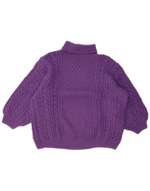 Vintage Womens Roll Neck Jumper Sweater UK 14 Large Purple