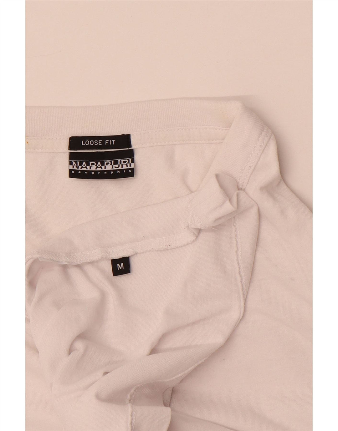 Napapijri Mens Geographic Loose Fit T-Shirt Top Medium White