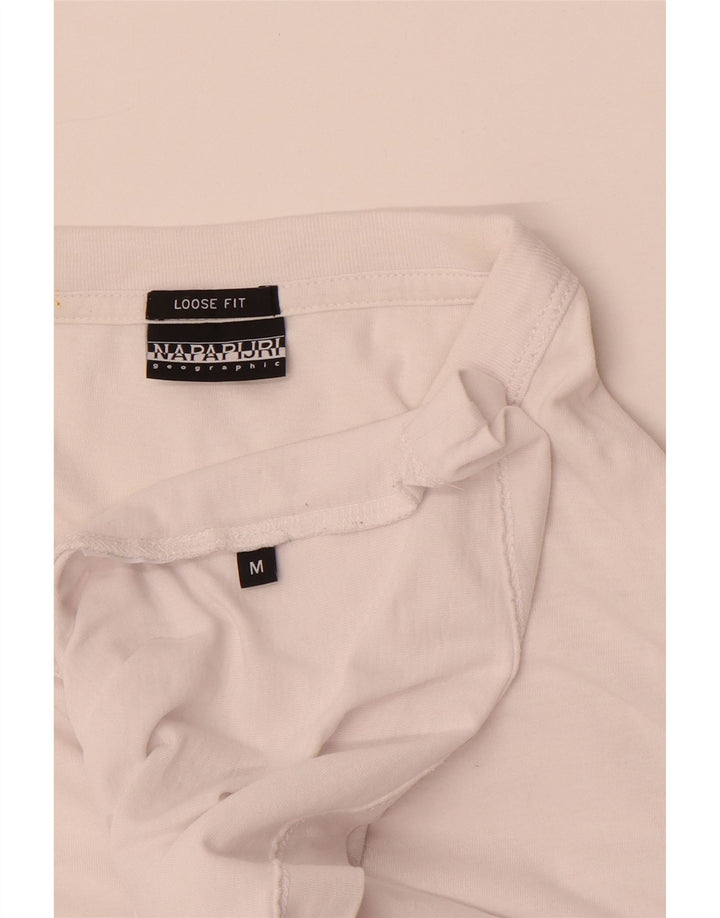 Napapijri Mens Geographic Loose Fit T-Shirt Top Medium White