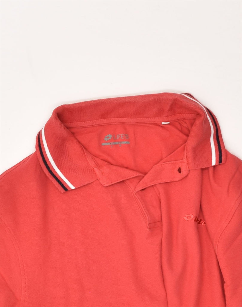 LOTTO Mens Slim Fit Polo Shirt Medium Red Cotton | Vintage Lotto | Thrift | Second-Hand Lotto | Used Clothing | Messina Hembry 