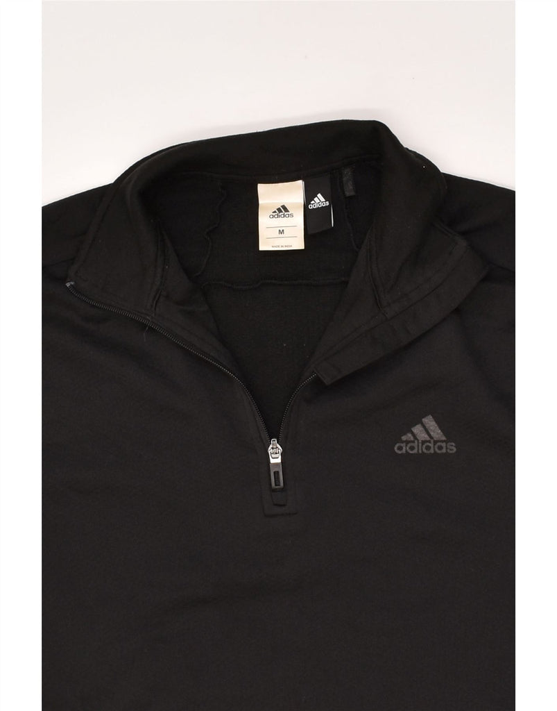 ADIDAS Mens Zip Neck Pullover Tracksuit Top Medium Black Polyester | Vintage Adidas | Thrift | Second-Hand Adidas | Used Clothing | Messina Hembry 