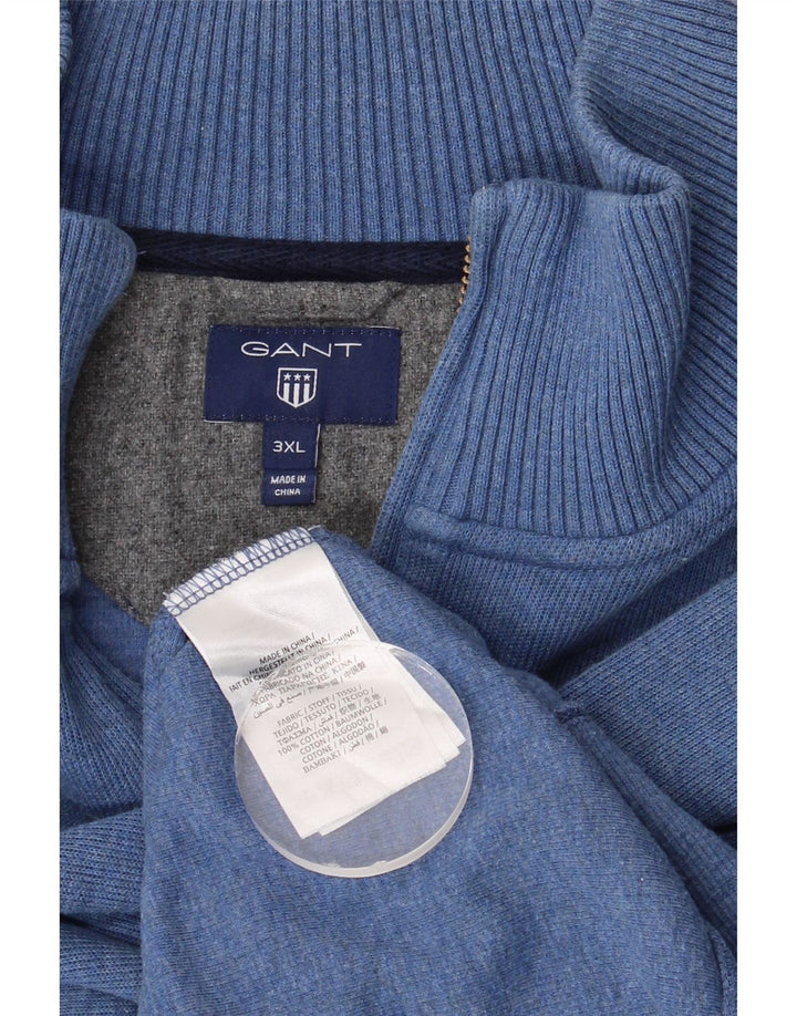 GANT Mens Zip Neck Sweatshirt Jumper 3XL Blue Cotton