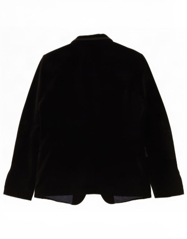 Zara Mens 1 Button Velvet Blazer Jacket EU 50 Medium Black Cotton