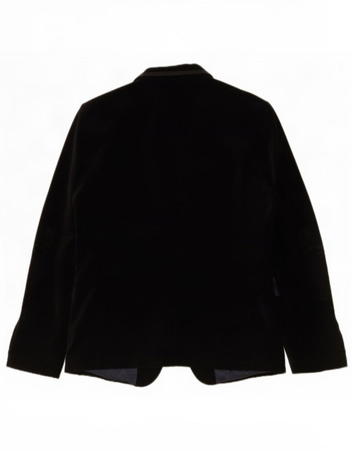 Zara Mens 1 Button Velvet Blazer Jacket EU 50 Medium Black Cotton