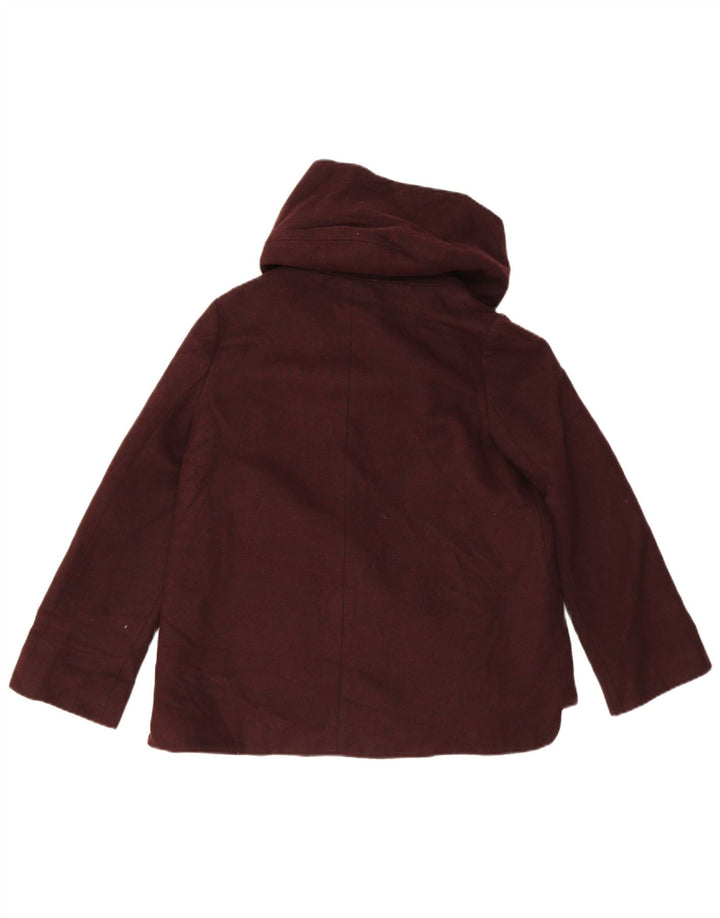 Zara Womens Hooded Bomber Jacket UK 14 Medium Burgundy Acrylic