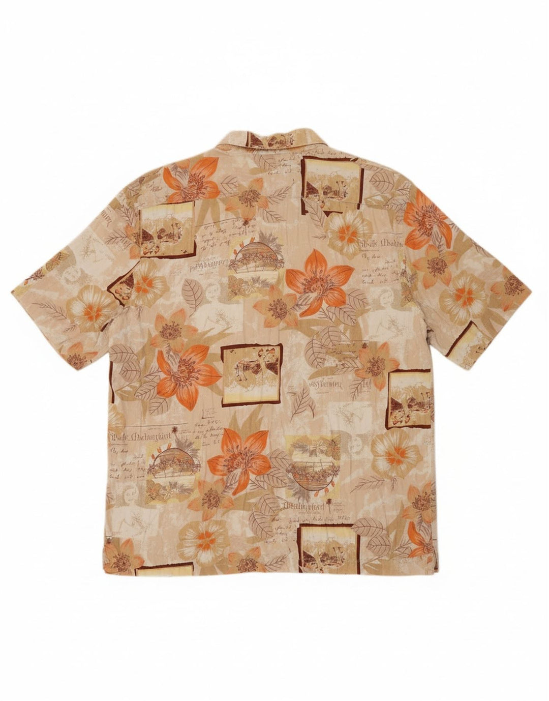 VINTAGE Womens Abstract Pattern Shirt Blouse UK 16 Large Beige Floral