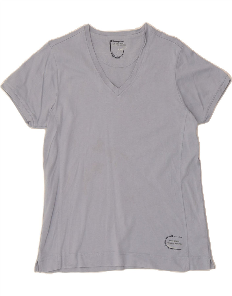 CHAMPION Womens Easy Fit T-Shirt Top UK 16 Large Grey Cotton Vintage Champion and Second-Hand Champion from Messina Hembry 