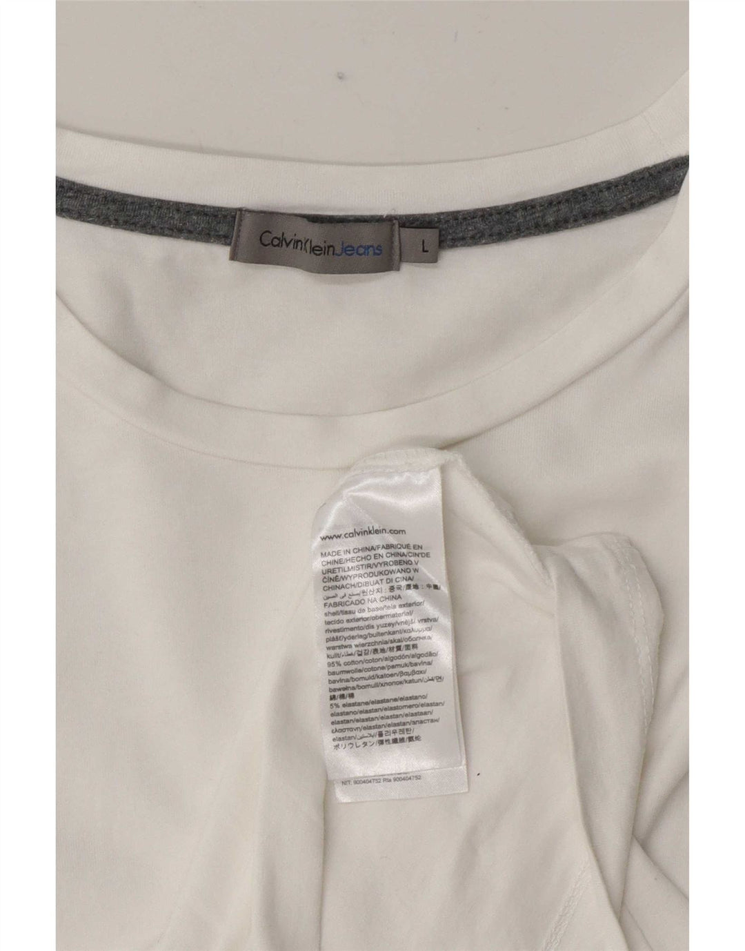 Calvin Klein Jeans Mens T-Shirt Top Large White Cotton