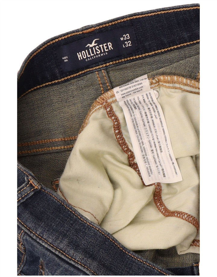 HOLLISTER Mens Distressed Slim Jeans W33 L32 Blue Cotton
