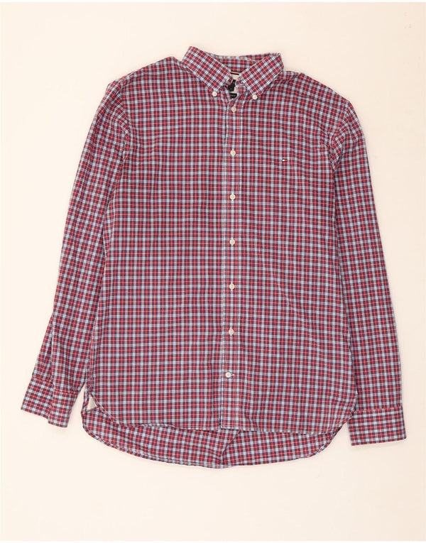 Tommy Hilfiger Mens Regular Fit Shirt Large Red Check Cotton