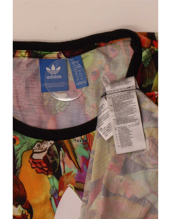 Adidas Womens Graphic T-Shirt Top UK 12 Medium Multicoloured Tropical