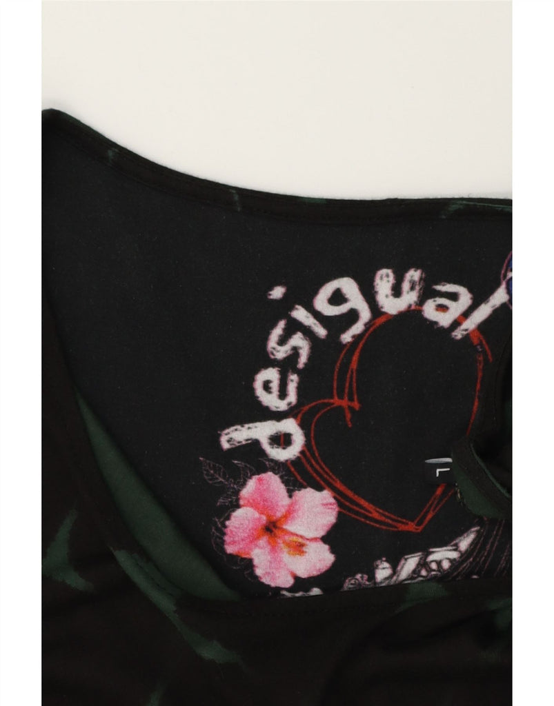 DESIGUAL Womens Abstract Pattern Long Sleeve Basic Dress UK 16 Large Black Vintage Desigual and Second-Hand Desigual from Messina Hembry 