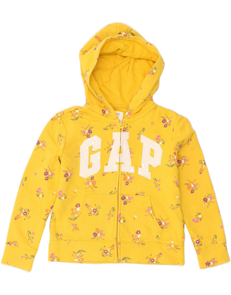 GAP Girls Graphic Zip Hoodie Sweater 7-8 Years Medium  Yellow Floral | Vintage Gap | Thrift | Second-Hand Gap | Used Clothing | Messina Hembry 