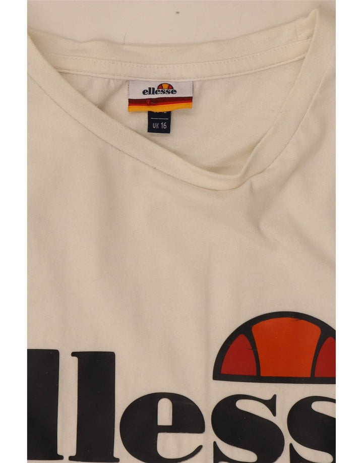 Ellesse Womens Graphic T-Shirt Top UK 16 Large White