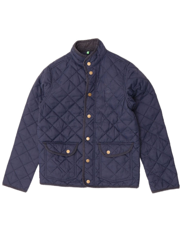 Benetton Boys Quilted Jacket 11-12 Years 2XL Navy Blue Polyamide
