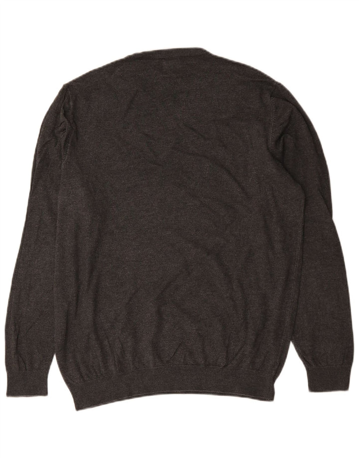 Zara Womens Crew Neck Jumper Sweater UK 14 Medium Grey Flecked Viscose