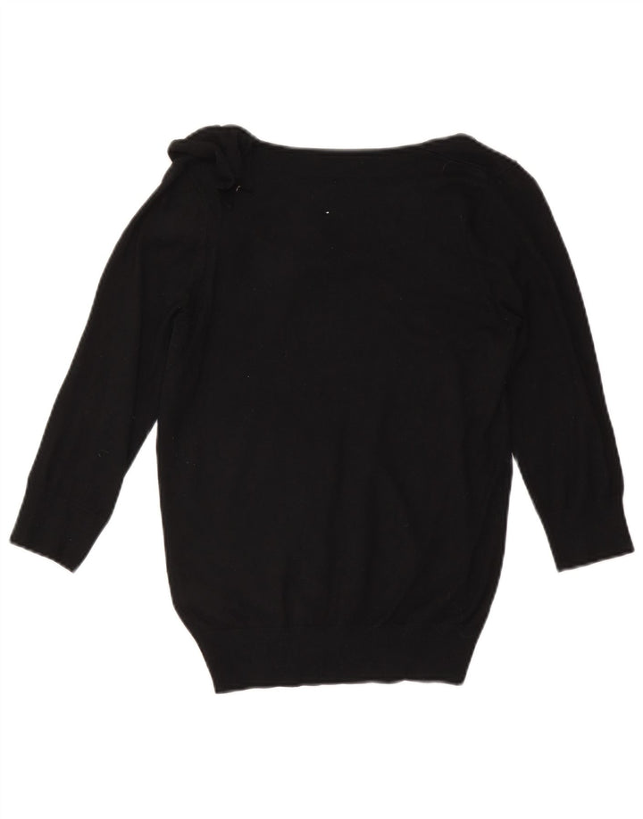 Marks & Spencer Womens Boat Neck Jumper Sweater UK 10 Small Black