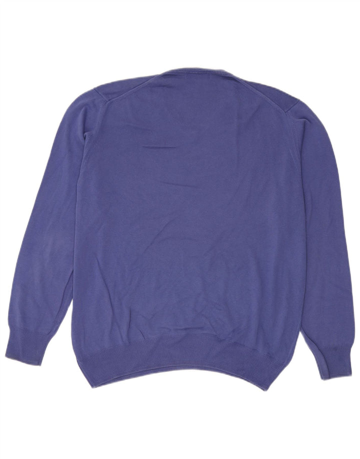 Zara Mens V-Neck Jumper Sweater XL Blue