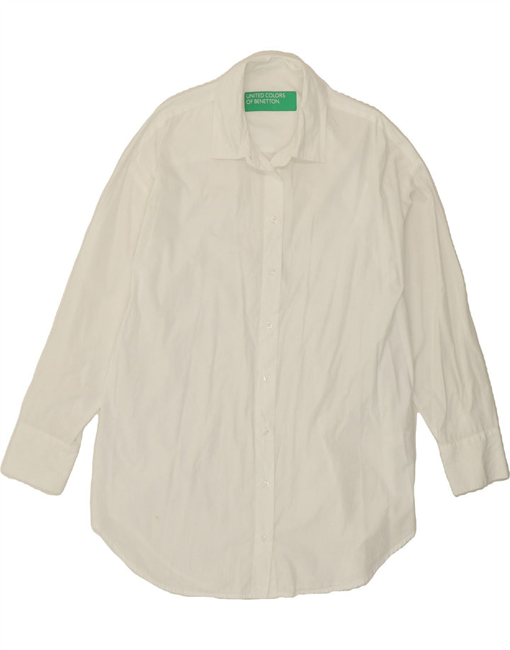 BENETTON Womens Oversized Shirt Dress UK 10 Small White Vintage Benetton and Second-Hand Benetton from Messina Hembry 
