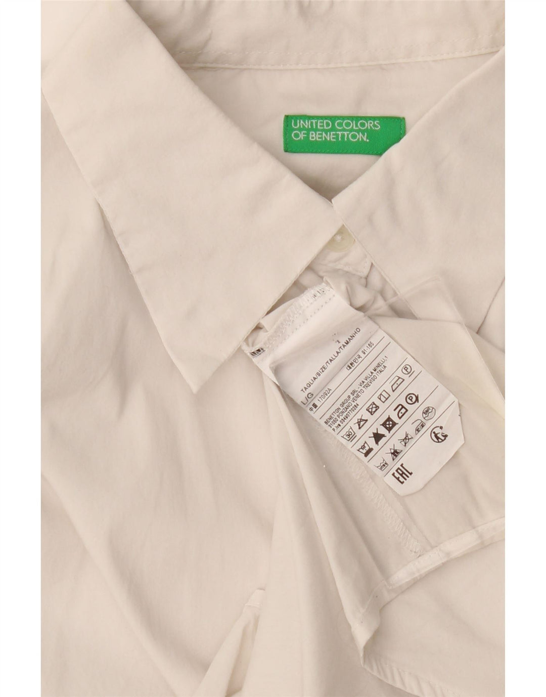 Benetton Womens Shirt UK 16 Large White Cotton