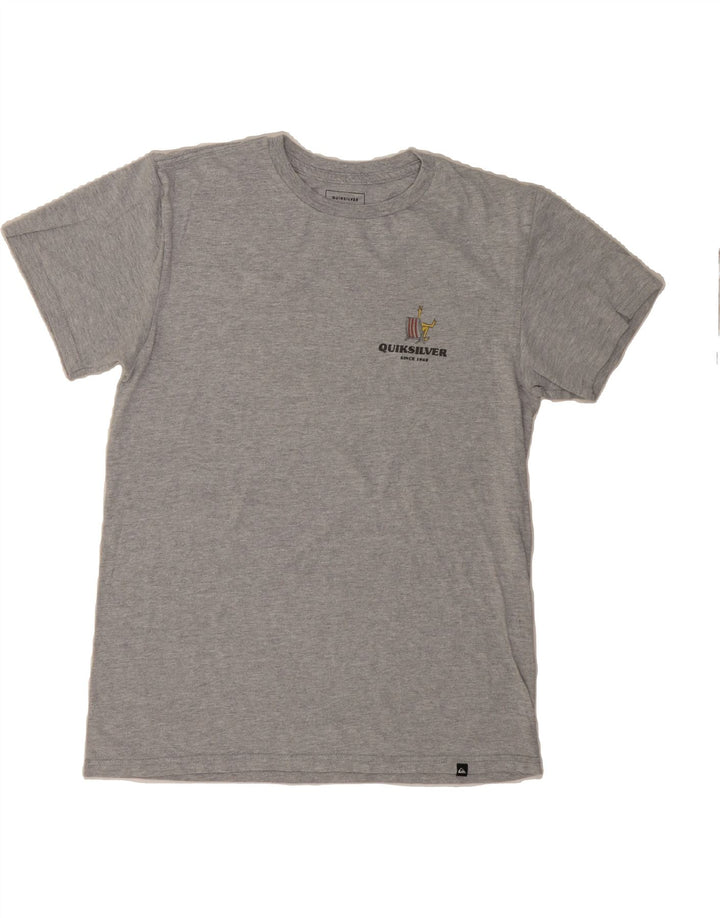 QUIKSILVER Mens Regular Fit Graphic T-Shirt Top Medium Grey Flecked Cotton Vintage Quiksilver and Second-Hand Quiksilver from Messina Hembry 