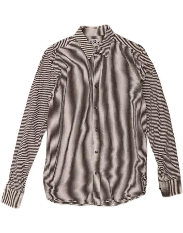 LEVI'S Mens Classic Fit Shirt Medium Grey Striped Cotton
