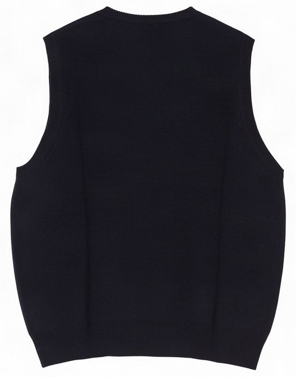 Marks & Spencer Mens Vest Tank Top Small Navy Blue Wool