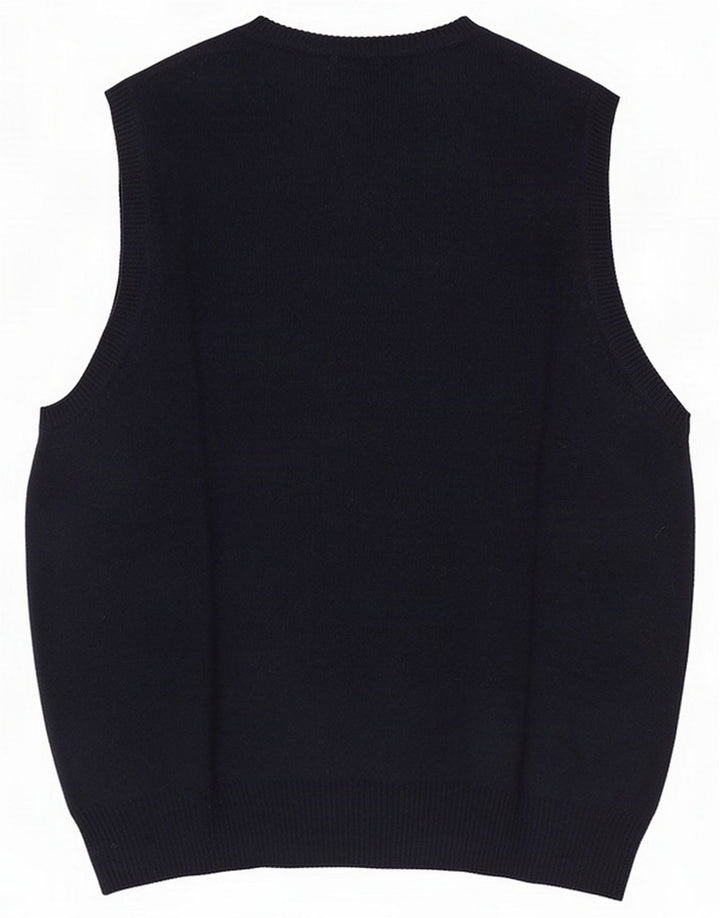 Marks & Spencer Mens Vest Tank Top Small Navy Blue Wool