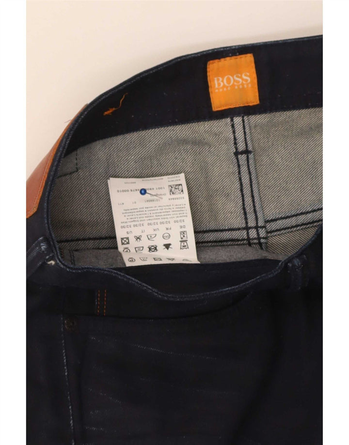 Hugo Boss Mens Straight Jeans W32 L30 Navy Blue Cotton