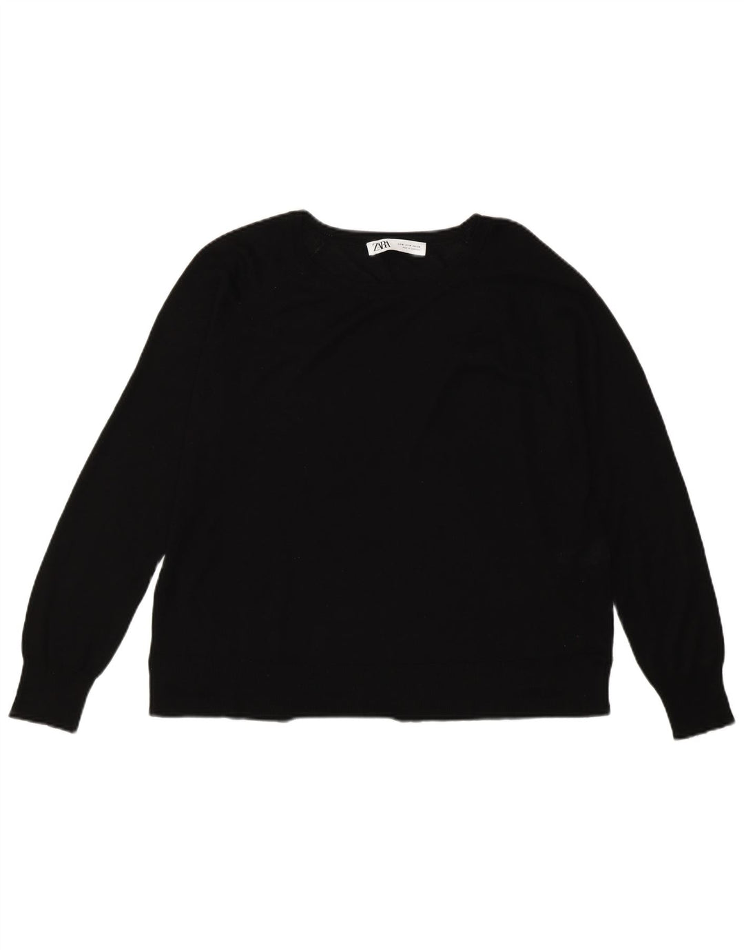 Zara Womens Boat Neck Jumper Sweater UK 14 Medium Black Viscose