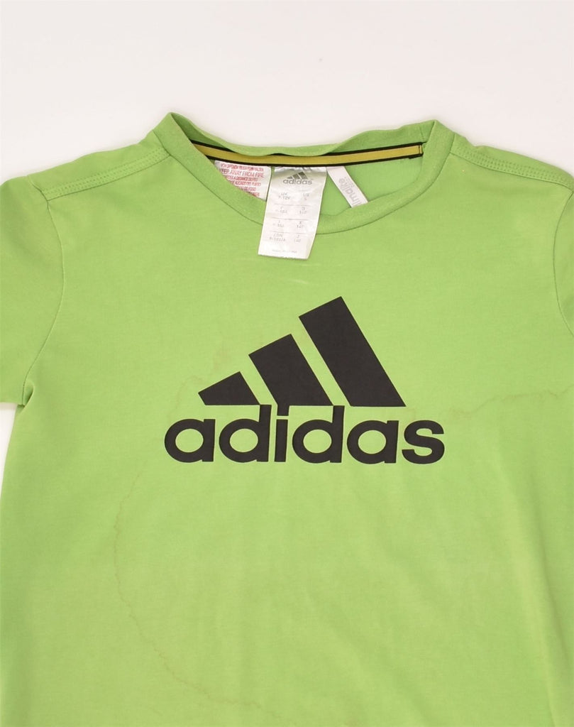 ADIDAS Boys Climalite Graphic T-Shirt Top 9-10 Years Green Cotton | Vintage Adidas | Thrift | Second-Hand Adidas | Used Clothing | Messina Hembry 