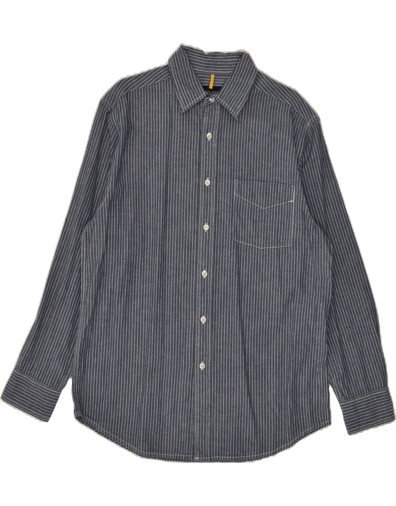 NAUTICA Mens Shirt Medium Blue Pinstripe Cotton | Vintage Nautica | Thrift | Second-Hand Nautica | Used Clothing | Messina Hembry 