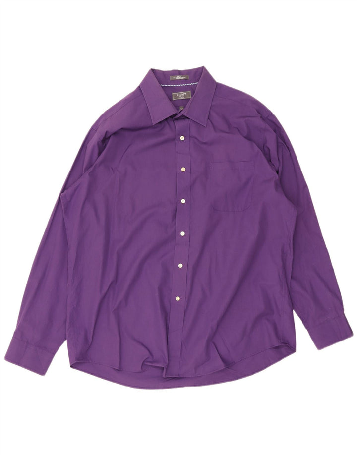 Chaps Mens Slim Fit Shirt Size 18 2XL Purple Cotton