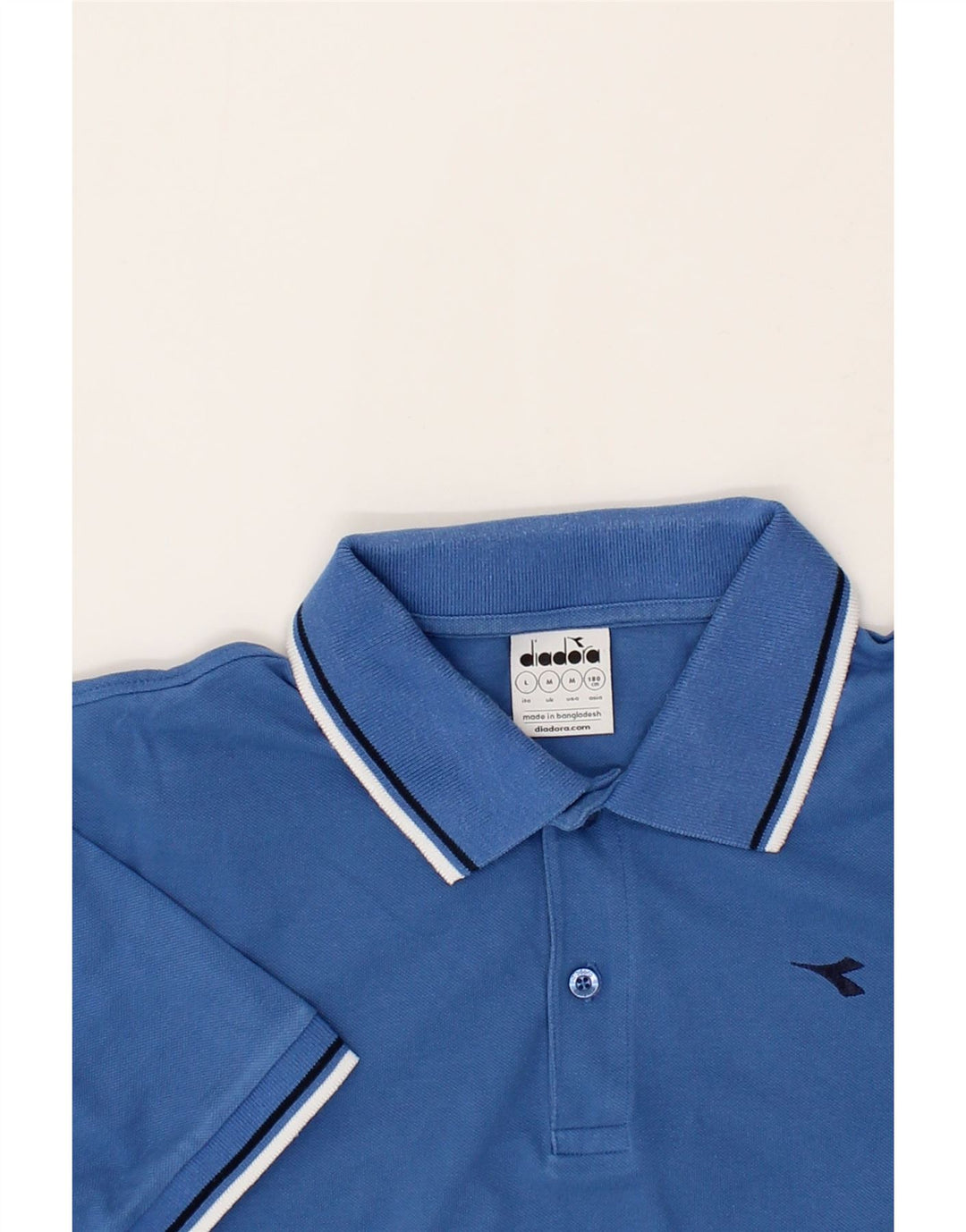 DIADORA Mens Polo Shirt Medium Blue Cotton Vintage Diadora and Second-Hand Diadora from Messina Hembry 