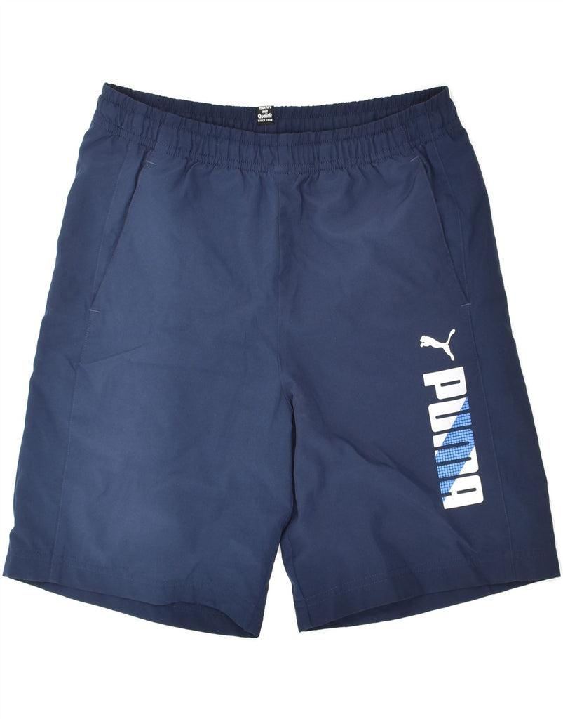 PUMA Boys Graphic Sport Shorts 13-14 Years Navy Blue Polyester | Vintage Puma | Thrift | Second-Hand Puma | Used Clothing | Messina Hembry 