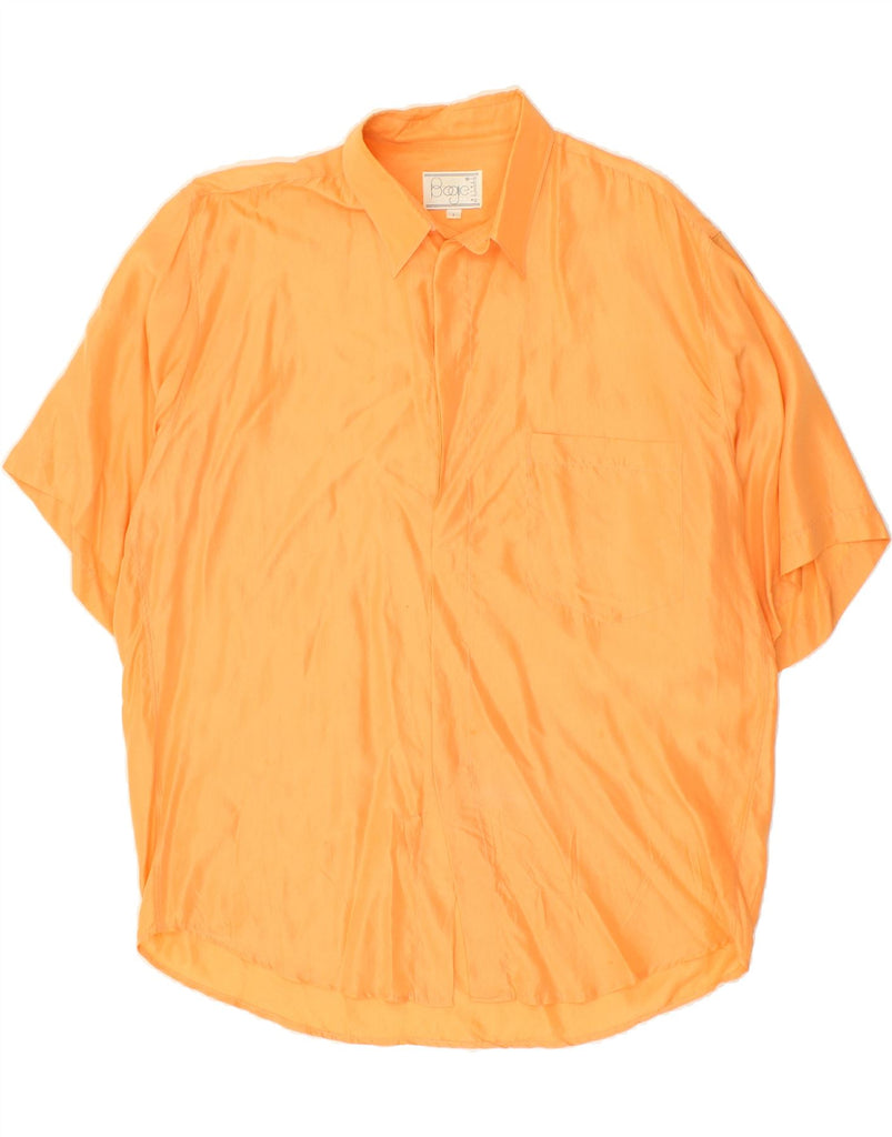 BOOGIE Mens Short Sleeve Shirt Large Orange Silk | Vintage BOOGIE | Thrift | Second-Hand BOOGIE | Used Clothing | Messina Hembry 