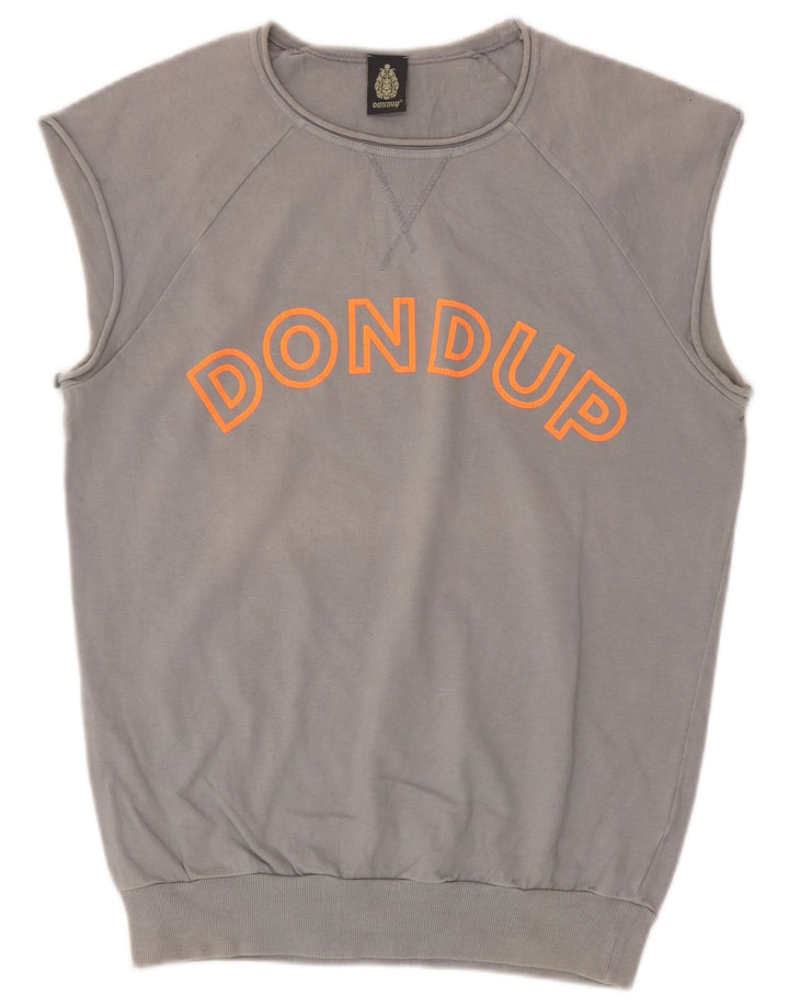 Dondup Mens Graphic Sleeveless Sweatshirt Jumper Medium Grey Cotton