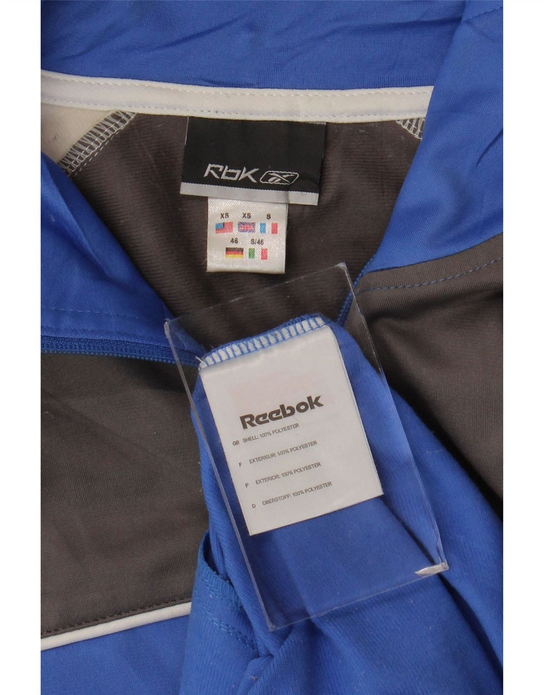 Reebok Mens Tracksuit Top Jacket XS Blue Colourblock Polyester