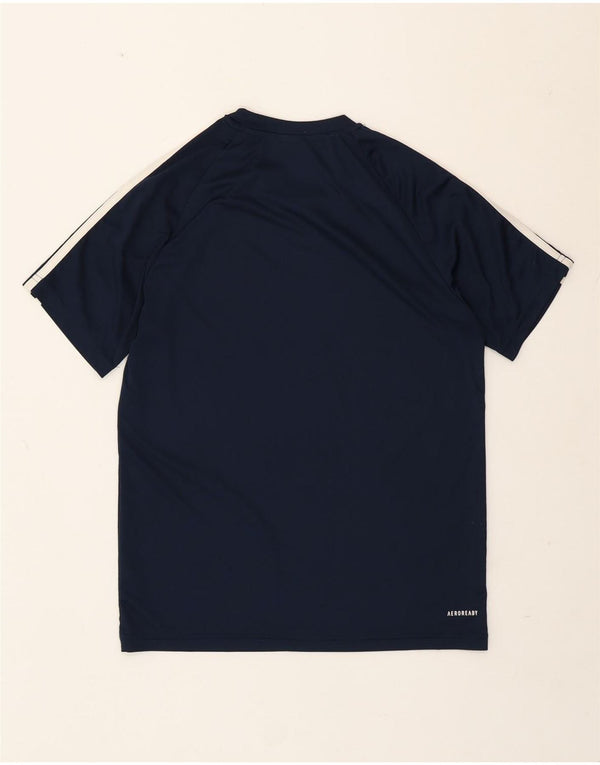 Adidas Boys Aeroready T-Shirt Top 13-14 Years Navy Blue Polyester