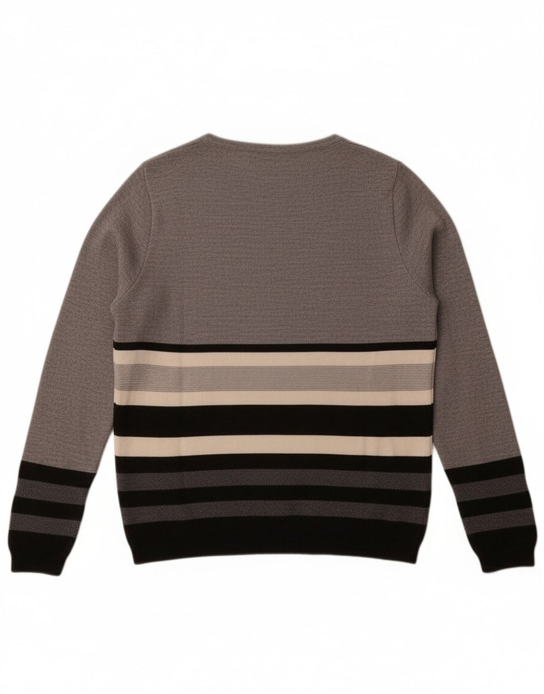 Perte by Krizia Womens Boat Neck Jumper Sweater UK 14 Medium Grey Striped