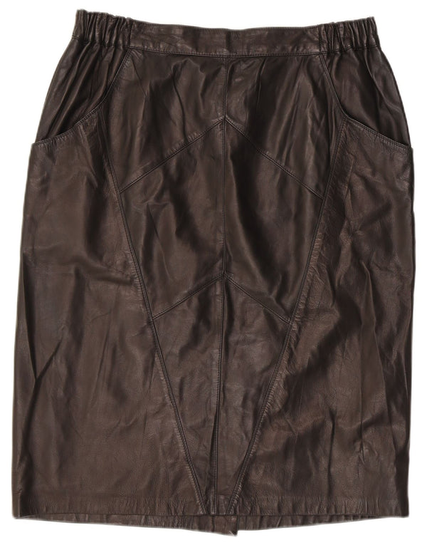 Vintage Womens Leather Skirt W32 Large  Black Leather